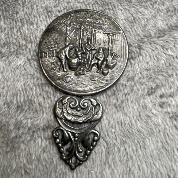 Vintage Denmark Hans Jensen Makeup Purse Mirror Small Hand Mirror 4" - Picture 7 of 7